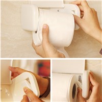 Multifunctional Sucker Type No Perforation Rolled Tissue Holder Kitchen Bathroom Toilet Roll Paper Towel Rack Plastic Holder