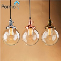 PERMO Glass Globe Shape Pendant Lights Copper Rope Pendant Ceiling Lamps Modern Hanglamp Luminaire Christmas Decoration For Home