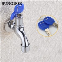 Singel Handle Chrome Torneira Washing Machine Bathroom Single Cold Wall Mounted Key Lock Switch Basin Sink Tap Faucet SZ-1217L