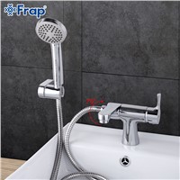 Frap Classic Style Basin Faucet with Hand Shower Head Set Cold and Hot Water Mixer 75 Degree Switch F1252