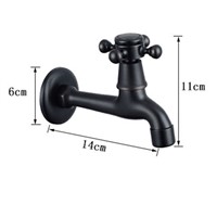 Copper Antique European Outdoor Pool Faucet Water Tap Cold Water Black Basin Faucet Wall Mounted Brass Tap with long outlet