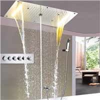 Euorpe Hot And Cold Large Rain Shower Set Concealed Ceiling Shower Head Faucets Waterfall, Water Column, Mist  LED Shower