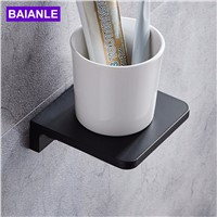 Black Space Aluminum Toothbrush Holder Cup Tumbler Wall Mounted Bathroom Accessories