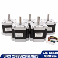 Best sellers! 5pcs 23HS5628 4-lead Nema 23 Stepper Motor 57 motor 165 Oz-in 56mm 2.8A ISO CNC Laser Grind Foam Plasma Cut