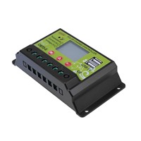 Home Industrial 12V 24V 10A 20A Dual USB Port Solar Charge Controller with LCD Display Solar Panel Charge Regulator