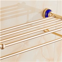 Fapully Towel Rack Space Aluminum Bathroom Wall Mounted Gold Bath Towel Holder Rack Towel Shelf