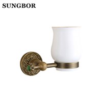 Antique Brass Double Tooth Brush Holder Bathroom Cup Holder Toothbrush Holder Brass antique double cup holder toothbrush L-8302F