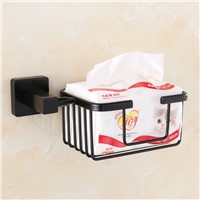Black Paper Holders Wall Mounted Bathroom Accessories European Towel Black Toilet Paper Basket Stainless Steel Tissue Boxes