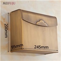 MEIFUJU Luxury Copper Antique Paper Holder Box Wall Mounted Paper Holders Tissue Square Toilet paper holder antique brass MFJ512