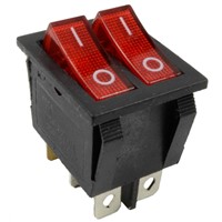 Red illuminated Lighted On/Off Dual Snap-in Rocker Switch 250V