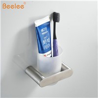 Beelee BA3208SS Bathroom Toothbrush  Razor  Comb Holder Cup Wall Mount Frosted Glass Cup Shower Item Holder