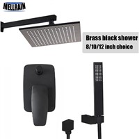 Black Color Electroplate Quality Wall Mounted Shower Set Brass Material Bathroom Bath Rain Shower Head All Accessories Complete