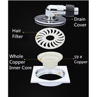 Full Copper Plating Round Quartet Large Displacement Deodorant Washing Machine For Floor Drain PP Anti-corrosion Core Shower