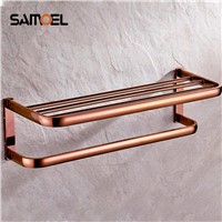 SAMOEL/Wall Mount Luxury Rose Gold Brass Bathroom Bath Hardware Large Towel Bar Rail Rack Holder Bathroom Fitting Accessory
