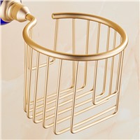 Fapully Golden Crystal Paper Holders Wall Mounted Bathroom Accessories Bathroom Basket Crystal &amp;amp;amp; Glass Tissue Holder