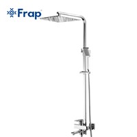 Frap Luxury Wall Mounted Rain Shower faucets Set Square Stainless steel top spray with ABS Hand Shower torneiras monocom F2415