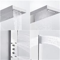 Fapully Rain Waterfall Shower Panel Stainless Steel Thermostatic Faucets Rain Massage System with Jets &amp;amp;amp; Hand Shower