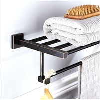 Antique Fixed Bath Towel Holder Wall Mounted Towel Rack 60 cm Square Towel Shelf Bathroom Accessories Luxury Brass Towel Rail