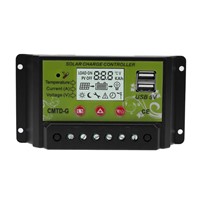 12/24V 10A 20A Dual USB Port Solar Charge Controller Solar Panel Battery Charge Regulator with LCD for  Home Industrial