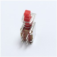 EClyxun 5pcs A03-01 6pin TV Power Switch With Spring Self-locking Red DC 12V 50MA Unidirection Push-button Switch