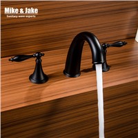 Double handle bathroom black faucet  mixer faucet Tap three hole us Basin Mixer Hot And Cold Water Wash Faucet MJ06117H