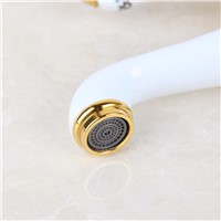 Torayvino Bathroom Basin Faucet Single Handle Golden Ceramic Basin Sink Bathroom Deck Mount Single Hole Ceramic Faucet Mixer Tap