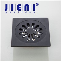 JIENI DE Oil Rubbed Black Bronze Flower Modern Exquisite Carved Floor Drain 4&amp;amp;quot; Square Shape Waste Drainer Floor Drain