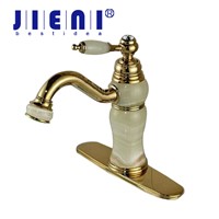 JIENI Torneira Soild Brass Bathroom Golden Single Handle Deck Mount Vessel Vanity Wash Basin Sink Tap Mixer Faucet