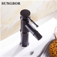 Black Oil Rubbed Bronze Bamboo Shape Bathroom Basin Faucet /Single Handle Single Hole Deck Mounted Vessel Sink Mixer Taps