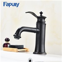 Fapully Antique Basin Faucet Bathroom Black ORB Single Holder Mixer Water Tap Single Handle Deck Mounted Ceramic Vessel Sink