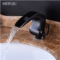 Classic Basin Faucets Single Hole Oil Rubbed Bronze Bathroom Faucets Crane Black Waterfall Faucet Bathroom Mixer Tap Basin Sink