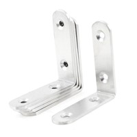 5Pcs 65mm x 65mm Round End 90 Degree Corner Bracket Silver Tone