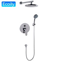 New Wall Mounted 304 Stainless Steel Round 8&amp;amp;quot; Rain Shower Head Hand Thermostatic Bathroom Shower Faucet Mixer Valve Shower Set
