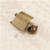 Wall Mounted Luxury Bathroom Antique Brass Carving Toilet Paper Holder With Cover Wall Mounted Toilet Paper Roll Rack GD07