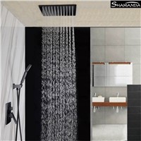 Luxury Brass Black Finished Concealed Embedded Box Mixer Valve Square Various Style Wall/Ceiling Mounted Shower Set