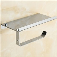 Concise Wall Mounted Toilet Paper Holder Bathroom Fixture Stainless Steel Roll Paper Holders With Phone Shelf
