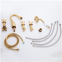 BAKALA Contemporary Widespread 5pieces set faucet  Centerset Gold Bathroom Sink Faucet Lavatory Vanity Faucet PVD Gold GZ8201K