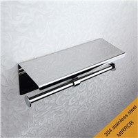 Mirror Poliashing Toilet Paper Holder With Double Papers Viable Long Place Platform 304 Stainless Steel Paper Rack