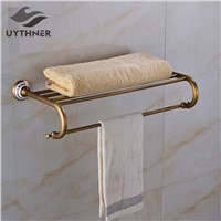 Wall Mounted Antique Brass Bathroom Towel Shelf Single Towel Bar/ Rack Towel Holder Solid Brass Towel Hanger