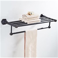 Black Oil Brushed Fixed Bath Towel Holder Wall Mounted Towel Rack 60 cm Towel Shelf Bathroom Accessories  Antique Towel Rail