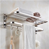 AUSWIND modern 304 stainless steel towel rack silver polish toilet shelf with hooks wall mount bathroom hardware set