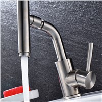 Stainless Steel Nickel Brushed Bathroom Sink Faucet Single Handle Mixer Tap Swivel Spout Faucet