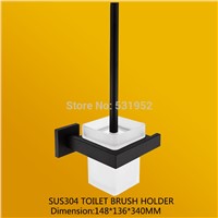 2017 High-grade SUS 304 Stainless Steel Bathroom Hardware Set Black Polished Bathroom Accessories Paper Robe Hook Paper Holder