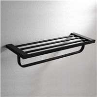 AUSWIND Antique 304 stainless steel towel rack with towel bar 60cm black Square base towel shelf wall mount bathroom accessories