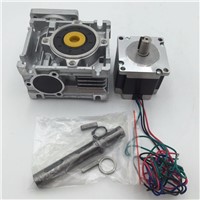 Ratio 15:1 Worm Geared Reducer NEMA23 Worm Gear Stepper Motor 1.8Nm L76mm 3A 4 Leads for CNC Router