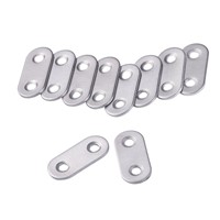 10 Pcs Flat Straight Brace Metal Joining Plate and 20 Pieces Screws, Stainless Steel, Silver Color