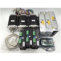 3Axis Stepper Motor Kit 425oz.in Nema34+Motor Driver+Power Supply+5Axis Breakout Board+Cable CNC Router Kit