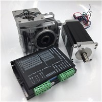 10:1 Worm Reducer Nema23 Stepper Motor L56MM 3A 11N.m Worm Gearbox 2ph Stepper + DC24-50V Stepper Driver Kit