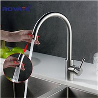 SUS304 Stainless Steel Kitchen Faucets Brushed Mixer Water Tap Hot Cold Mixing Valve Faucet 360 Swivel 2 Way Tap