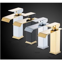 Fashion gold brass bathroom Waterfall Faucet Vanity Vessel Sinks Mixer Tap Cold And Hot Water Tap chrome single lever free ship